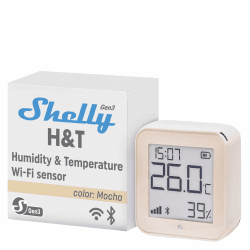 Shelly H&T Gen3 Mocha | WLAN und Bluetooth Intelligenter Thermometer Hygrometer | Temperatur & Luftfeuchtigkeitssensor mit APP iOS Android & Datenspeicherung | Lange Batterielebensdauer