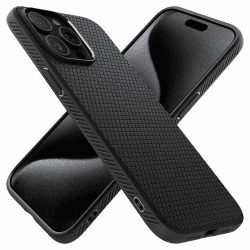 Spigen Hülle für iPhone 15 Pro Max Liquid Air Case Handyhülle Schutzhülle Cover Dünn Slim -Schwarz iPhone 15 Pro Max Schwarz