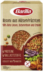 Barilla Risoni aus Hülsenfrüchten 100% Rote Linsen , Kichererbsen und Erbsen Rote Linsen, Kichererbsen und Erbsen 300 g (1er Pack)