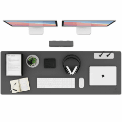 K KNODEL Tischunterlage, Schreibtischunterlage, PVC Tischunterlage, Laptop Tischunterlage, wasserdichte Schreibunterlage für Büro- oder Heimbereich, doppelseitig (Dunkelgrau/Schwarz, 43cm x 120cm) Dunkelgrau/Schwarz 43cm x 120cm
