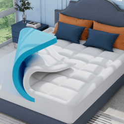 ELEMUSE Matratzen Topper 180x200cm, H3 Gel Topper mit Waschbarem Flauschigem Bezug und Gelschaum, 7CM Höhe Weicher und Bequemer Matratzentopper für Boxspringbett und Unbequeme Betten Schlafsofa 180x200cm H3 Härte-80 bis 100kg