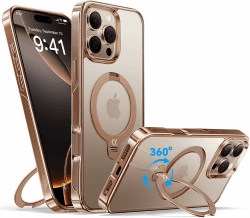 CASEKOO Original Titan Wüstensand für iPhone 16 Pro Max Hülle mit MagSafe & 360° Unsichtbarer Ständer [Militärschutz] Stoßfest Schutzhülle Griffig Case Dünn Handyhülle, MagicStand Pro-Version, Gold für iPhone 16 Pro Max 6,9'' Titan Wüstensand