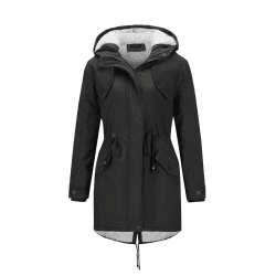 YYNUDA Wintermantel Damen Warm Gefüttert Winter Parka Mittellang Winterjacke Winterparka mit Fellkapuze Dicke Coat Große Größen XXL #337 Schwarz