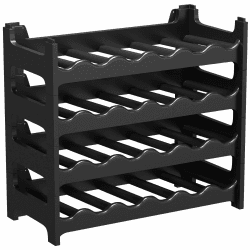 ARTECSIS Weinregal stapelbar Kunststoff für 24 Flaschen, stabiles Flaschenregal in Gastronomie-Qualität, modular erweiterbar, Schwarz Schwarz 24 Flaschen