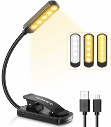 TEAMPD Leselampe Buch Klemme, Buchlampe mit 10 LEDs, 3 Farbtemperatur Modi Dimmbare Helligkeit, Augenschutz Klemmlampe, USB Wiederaufladbare Klemmleuchte, 360° Flexibel für Nachtlesen ins Bett, Reisen Schwarz