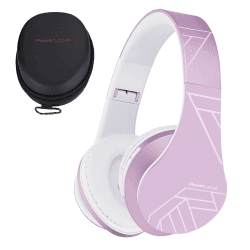 Kinder Kopfhörer, PowerLocus KinderKopfhörer Bluetooth mit 85dB Lautstärkebegrenzung, Faltbar mit Tragetasche, Kopfhörer Over Ear Kabellose und Kabel mit Mikrofon, Micro-SD-Modus für Handy, PC, Tablet Lila