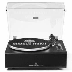 ANGELS HORN Bluetooth Vinyl-Plattenspieler | 2-Geschwindigkeits-Plattenspieler mit eingebauten Lautsprechern | Inklusive Phono-Vorverstärker & AT-3600L Tonabnehmersystem | Schwarz