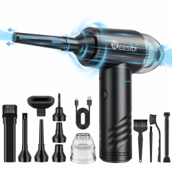 Reesibi 3 in 1 Elektrische staubgebläse und Druckluftspray, 110000U/min Air Duster leistungsstarkes, 3 Gang Kabellos Druckluftreiniger, 9Kpa Tastatur Reinigung für PC, Sofa, Auto zubehör VC43