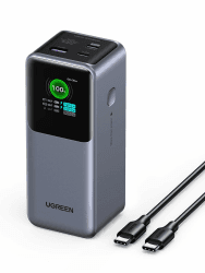 UGREEN Nexode 20000mAh Powerbank 130W Max Schnellladung, USB-C PD 3.0 Input/Output, Digitaldisplay, kompatibel mit iPhone 16/15 Pro Max, Galaxy S24 Ultra, MacBook Pro, Dell und mehr