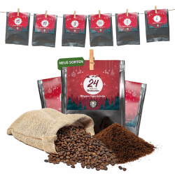 Premium Kaffee Adventskalender 2024 - Mit Liebe geröstet von Menschen mit Behinderung | Kaffee Geschenk für Männer und Frauen | fair | 24 x 30 g Kaffeebohnen im Weihnachtskalender Ganze Bohnen