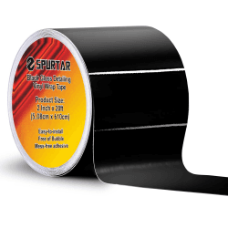 Spurtar Autofolie Schwarz Glänzend - 5CMx6M Selbstklebend Zierleisten Folie für Auto Motorrad Fenster Kfz Chromleisten Folierung (Schwarze Folie, 2in x 20 Ft) Schwarz glänzend 5 cm x 600 cm | 2 inchx20 Ft