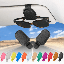 quipuda 2 Pack Brillenhalter für Auto Sonnenblende,Echt Leder Auto Visier Zubehör Sonnenbrillen Halterung Magnetische Sonnenbrillenhalter Ticket Clip（Schwarz）
