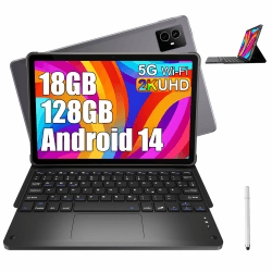 XGODY 11 Zoll 4G LTE(2 SIM Slot) Octa-Core Android 14 Tablet 18GB RAM 128GB ROM Tablet mit Tastatur 8600mAh Akku 1920x1200 FHD+IPS Touchscreen 128GB Cellular+Tastatur Hellgrau