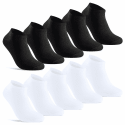 10 Paar Sneaker Socken Herren & Damen kurze Socken Baumwolle Schwarz Weiß Grau 39-42 Schwarz + Weiß