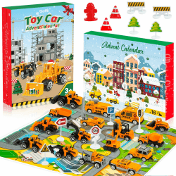 Adventskalender Kinder, Adventskalender 2024 Kinder Auto Spielzeug ab 3 4 5 6 Jahre Junge Mädchen Kinder Weihnachtskalender 2024 Weihnachtsgeschenke zum Befüllen Baustelle Fahrzeug Geschenk für Kinder
