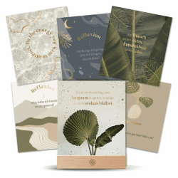 LEBENSKOMPASS Achtsamkeitskarten und Motivationskarten mit Holzfuß - Inspiriert Achtsamkeit, Affirmationskarten für Erwachsene und Selbstreflexion