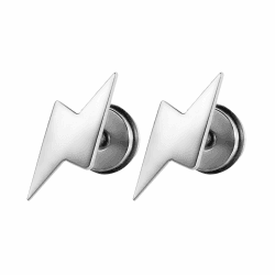 JewelryWe Schmuck Damen Herren Ohrstecker Edelstahl Blitz Flash Ohrringe Ohr-Piercing, Silber Gold Schwarz