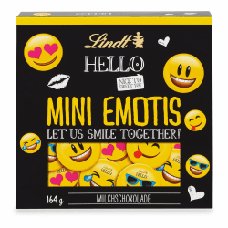 Lindt HELLO Mini Emotis Schokolade | 164 g | Ca. 27 coole Emoticons in verschiedenen Designs aus feinster Lindt Vollmilchschokolade | Schokoladengeschenk für Kinder | Zum Dekorieren