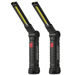 Coquimbo Geschenke für Papa Männer LED Arbeitsleuchte Werkstattlampe, Taschenlampe Werkstatt Handlampe mit Magnet uend Haken für Auto Reparatur Camping Notfall (2 Stück, Schwarz) 2 Stück Schwarz