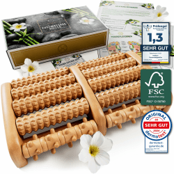 HELDSON® Fußmassageroller Holz - FSC®100% - Fußmassagegerät - Massage Roller für Fußmassage - Foot Massager - Fussmassageroller - Fussmassagegerät - Massagegerät für Füße - Fersensporn