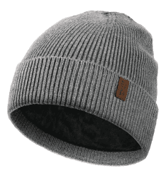 Wmcaps Beanie Mütze, Herren Winter Warme Unisex Wintermütze Strickmütze Dehnbare Weiche Wollmütze mit Bündchen und Dickem Warmem Futter Geschenk für Freundin männer Frauen Einheitsgröße Grau