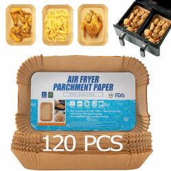 120 pcs Backpapier für Heißluftfritteuse ninja dual zone. Airfryer Backpapier für Ninja, Air Fryer Accessories kompatibel mit Ninja AF300EU AF400EU, Princess und anderen Dual Zone Air Fryer