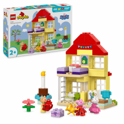 Lego DUPLO Peppas Geburtstagshaus: kreatives Spielzeug mit 3 Figuren, Spielzeughaus zum Bauen und Umbauen für Kinder ab 2 Jahren, Jungen und Mädchen, fördert die Fingerfertigkeit 10433