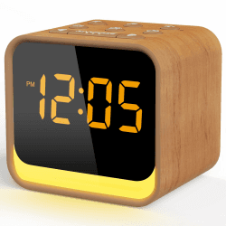 REACHER Radiowecker für das Schlafzimmer, Digitale FM Radiouhr mit Weißrausch-Soundmaschine, 9 Alarmtönen, dimmbarem Display, 7 Farben Nachtlicht, Automatischem Abschalt-Timer, Snooze
