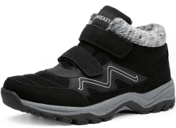 visionreast Winterschuhe Herren Damen Warm Gefütterte Winter Schneestiefel Trekkingschuhe Wanderhalbschuhe Winterboots rutschfest Outdoor mit Klettverschluss 45 EU Schwarz