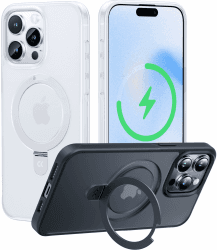 CASEKOO 2024 Neu Magic Stand für iPhone 15 Pro Max Hülle für MagSafe [Militärschutz] [Unsichtbarer Ständer] Stoßfeste Kratzfeste Schutzhülle Dünne Griffige Handyhülle Matte Case - White Clear für iPhone 15 Pro Max 6,7'' White Clear