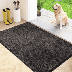 FCSDETAIL Schmutzfangmatte Innen 86 x 150 cm, rutschfeste Maschinenwaschbare Fußmatte, Sauberlaufmatte, Eingangstürmatte mit Wasserabsorbierenden, Fussmatte für Hund, Eingang, Haustür & Flur 86 x 150 cm Holzkohle
