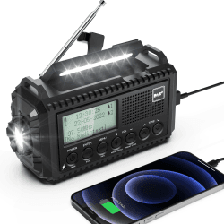 Kurbelradio DAB/UKW, Tragbare Solar Radio mit LED Taschenlampe & Leselicht, DAB+/FM Dynamo Radio IPX4, 5000mAh Wiederaufladbare Notfall Radio und SOS-Alarm Geeignet für Wandern, Camping, Outdoor DAB Radio Schwarz DAB