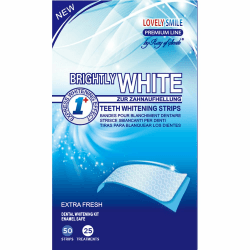 LOVELY SMILE Premium Line 50 Teeth Whitening Strips, 50 WHITE-STRIPS für 25 Anwendungen | Zahnaufhellung ohne Zahnempfindlichkeit, Peroxidfrei, Schnelle Wirkung, Sicher für Zahnschmelz by RAY OF SMILE 50 Streifen