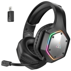 EKSA Wireless Gaming Headset für PS4 PS5 PC, 2.4G USB Headset mit Mikrofon 7.1 Surround Sound, ENC & RGB Licht, Gaming Kopfhörer Kabellos, 36 Stunden Akkulaufzeit 3,5mm Klinke Wireless Schwarz