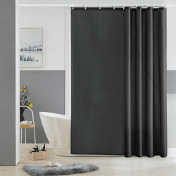 Furlinic 180x180 Duschvorhang Anti-schimmel in Badezimmer Vorhang für Badewanne Dusche, Textile Vorhänge aus Stoff Wasserdicht Waschbar, mit 12 Duschvorhangringe Dunkelgrau. H180 x B180 cm (1er Pack) Dunkelgrau