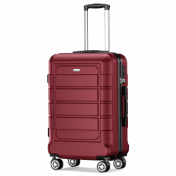 SHOWKOO Koffer Klein Hartschale Leicht Reisekoffer ABS+PC Haltbar Kabinen Trolley Handgepäck mit 4 Rollen und TSA Schloss, M -Rot Rot M (55cm)