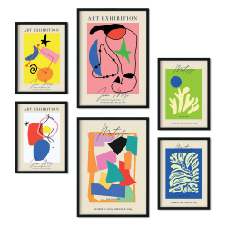 Nacnic Set von 6 Poster Kunstausstellung. Sammlung von Platten mit ästhetischer Collage für Innendekoration. Größen A3 und A4. Rahmenlos Kunstausabsichtigung. Schwarzer Rahmen