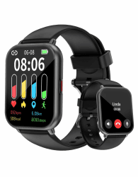 Cloudpoem Smartwatch,1.85 Zoll HD-Touch Screen Fitnessuhr mit Telefonfunktion,SpO2-Überwachung Pulsuhr Schlafmonitor Schrittzähler Uhr 100+ Trainingsmodi Sportuhr für Damen Herren Android iOS Handy Schwarz