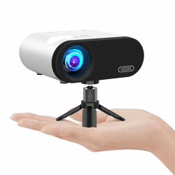 Mini Beamer WiFi Bluetooth, VISSPL 18000L Beamer Klein mit Stativ unterstützt Full HD 1080P, 50% Zoom, ±15° Trapezkorrektur, Mini Projektor Kompatibel mit HDMI, USB, AV, iOS, Android, PC, TV-Stick 18000L WiFi + Bluetooth Mini Beamer