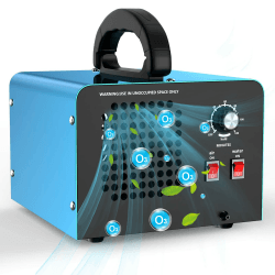 Ozongenerator 28000mg/Std Ozongerät mit 2 Modi, Ozonisator Industrieller O3 Ozon Luftreiniger mit 120 Min Timer bis zu 300㎡ Geruchskiller für Auto/Wohnung/Rauch/Haustiergerüche/Küchengerüche Blau