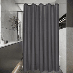 EurCross Schmaler Duschvorhang 100x200 Grau Textil Stoff Duschvorhänge, Badvorhang Wasserdicht und Anti-Schimmel, Waschbar und Schnell Trocknend, Dunkelgrau Shower Curtains mit 6 Ringen Dunkelgrau H200 x B100 cm (1er Pack)