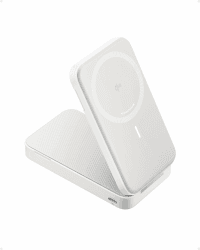 Anker MagGo Powerbank, 15W schneller MagSafe Qi2-zertifizierter mobiler externer Akku mit 6.600mAh, Verstellbarer klappbarer Ständer, Für iPhone 15/14/13 Serie, Mit USB-C Kabel Weiß