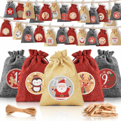 Alintor Adventskalender zum Befüllen, 24 Weihnachtskalender Zum Befüllen, 18 x 13 cm Groß Adventskalender Selber Befüllen, Adventskalender Säckchen, Adventskalender 2024 Kinder