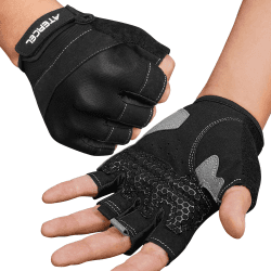 ATERCEL Fitness Handschuhe, Trainingshandschuhe für Crossfit, Bodybuilding, Radsport, Gym, Krafttraining, Sporthandschuhe für Damen und Herren Schwarz+Grau M