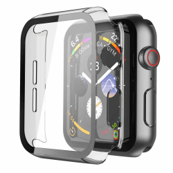 Misxi Transparent Hard Hülle Mit Glas Displayschutz Kompatibel mit Apple Watch Series SE 2 (2024) / SE/Series 6 / Serie 5 / Series 4 44mm, 2-Stück 44mm Transparent 2-Stück