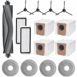 Zubehör für Dreame L20 Ultra / L20 Ultra Complete / L30 Ultra Complete Roboter Ersatzteile, 1 Hauptbürste, 4 Staubbeutel, 4 Wischtücher, 2 HEPA-Filter, 4 Seitenbürsten L20 Ultra Zubehörset