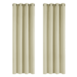 Deconovo Verdunkelungsvorhang Dicke Gardine mit Ösen Wohnzimmer Thermogardine gegen Kälte, 175x140cm(HöhexBreite), Beige, 2er Set H175 x B140 cm (2er Pack) Beige