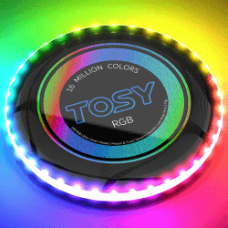 TOSY Flying Disc – 16 Millionen RGB-Farben oder 36 LEDs, Hell, Smart-Modi, automatisches Aufleuchten, wiederaufladbar, Geburtstags, Camping, Männer/Jungen/Kinder, 175g Frisbee