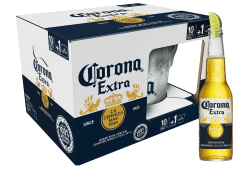 Corona Sortenreines Paket, Extra 10er-Pack inkl. Eiseimer, Geschenkpack, Internationales Premium Lagerbier, MEHRWEG Lager Bier Helles (10 x 0.355 l) Corona 10x + Eiseimer Single