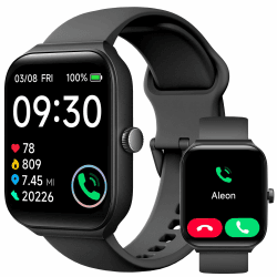 TOOBUR Smartwatch mit Telefonfunktion, 1.95" Fitnessuhr mit Herzfrequenz Schrittzähler Schlafüberwachung IP68 Wasserdicht Kompatibel Android & iOS für Herren 44 mm für 145mm-190mm Handgelenke Schwarz